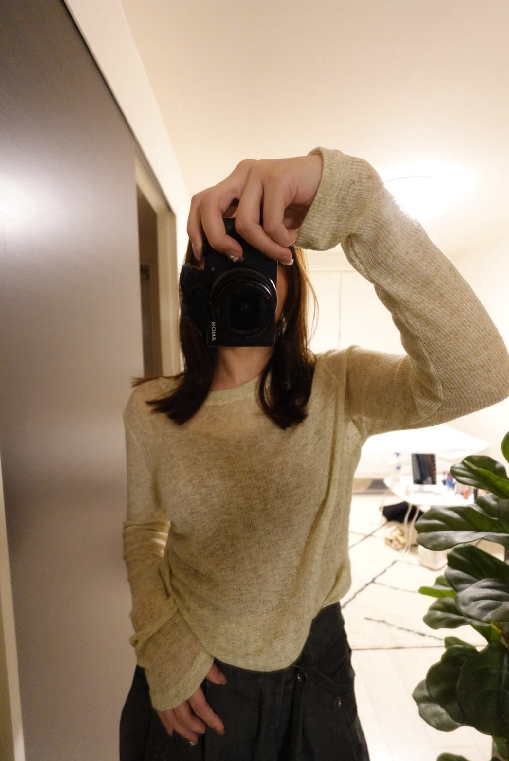 シアーロングスリーブニット GR-001