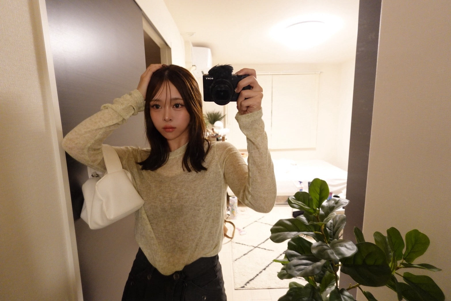 シアーロングスリーブニット GR-001