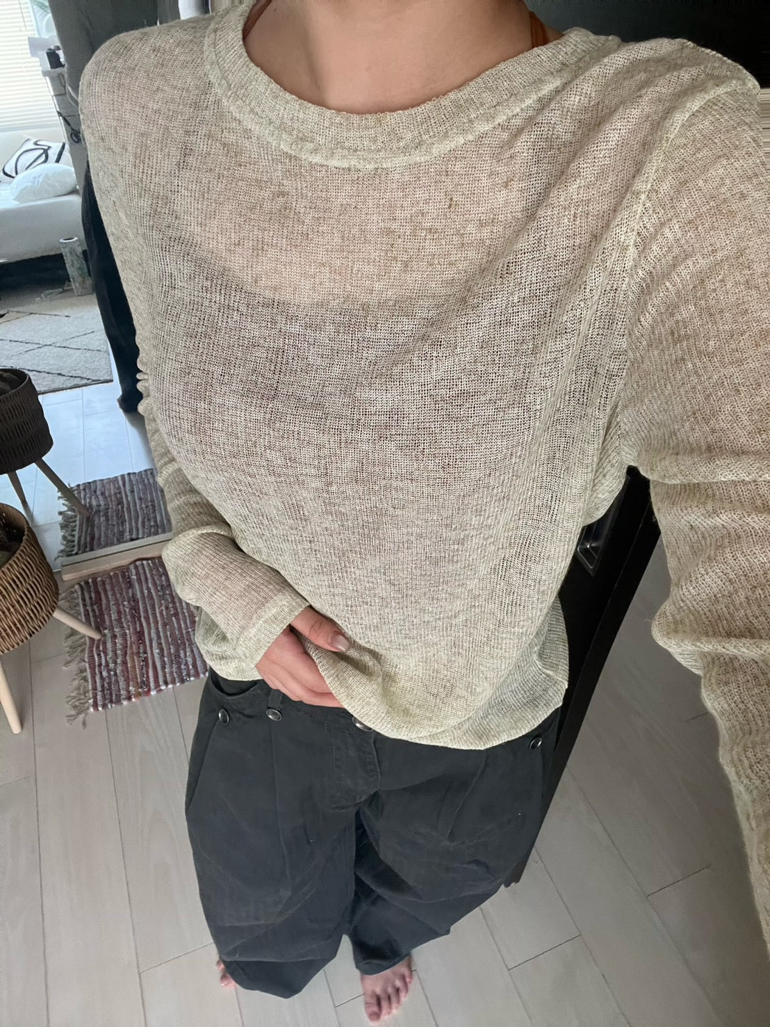 シアーロングスリーブニット GR-001