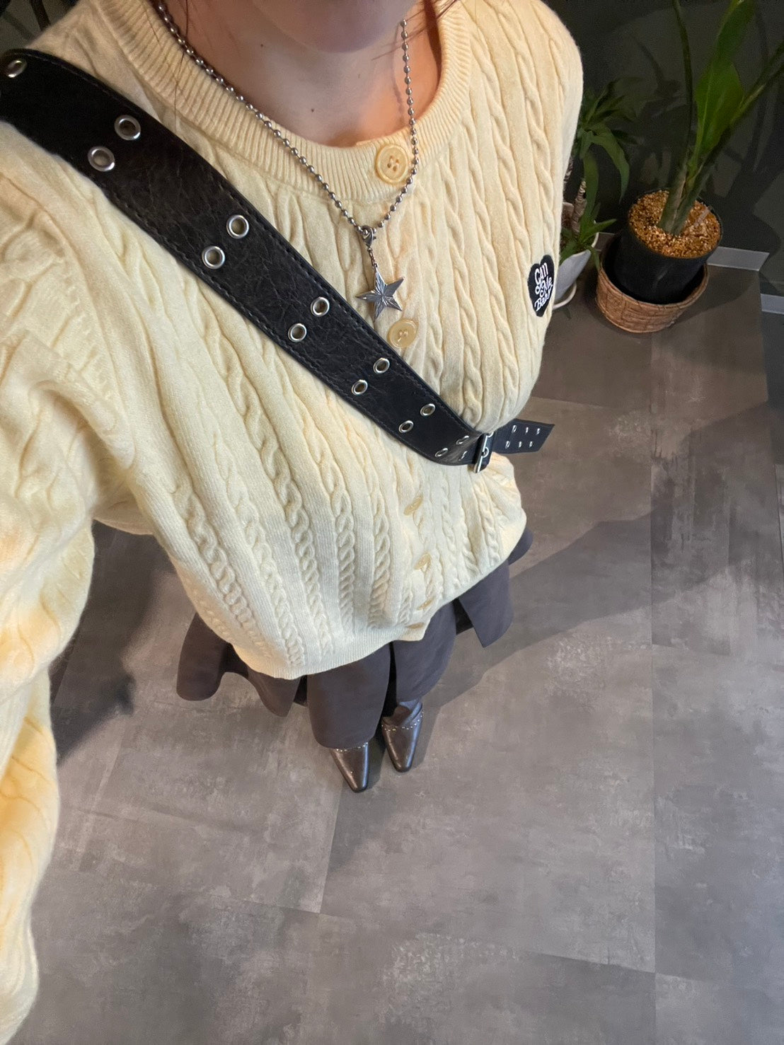 ケーブルショートニットカーディガン BIBI-005