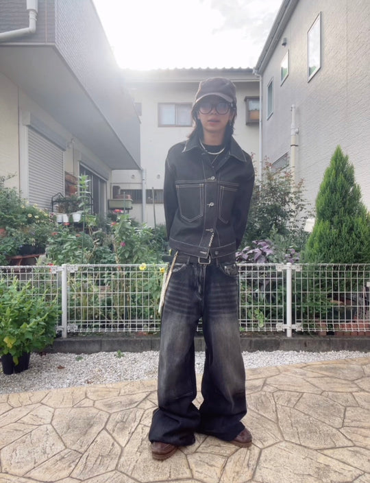 ショート丈リジッドデニムジャケット MEN-005