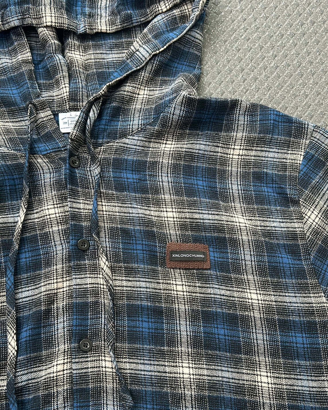 チェック柄フード付きカジュアルシャツ BY-004