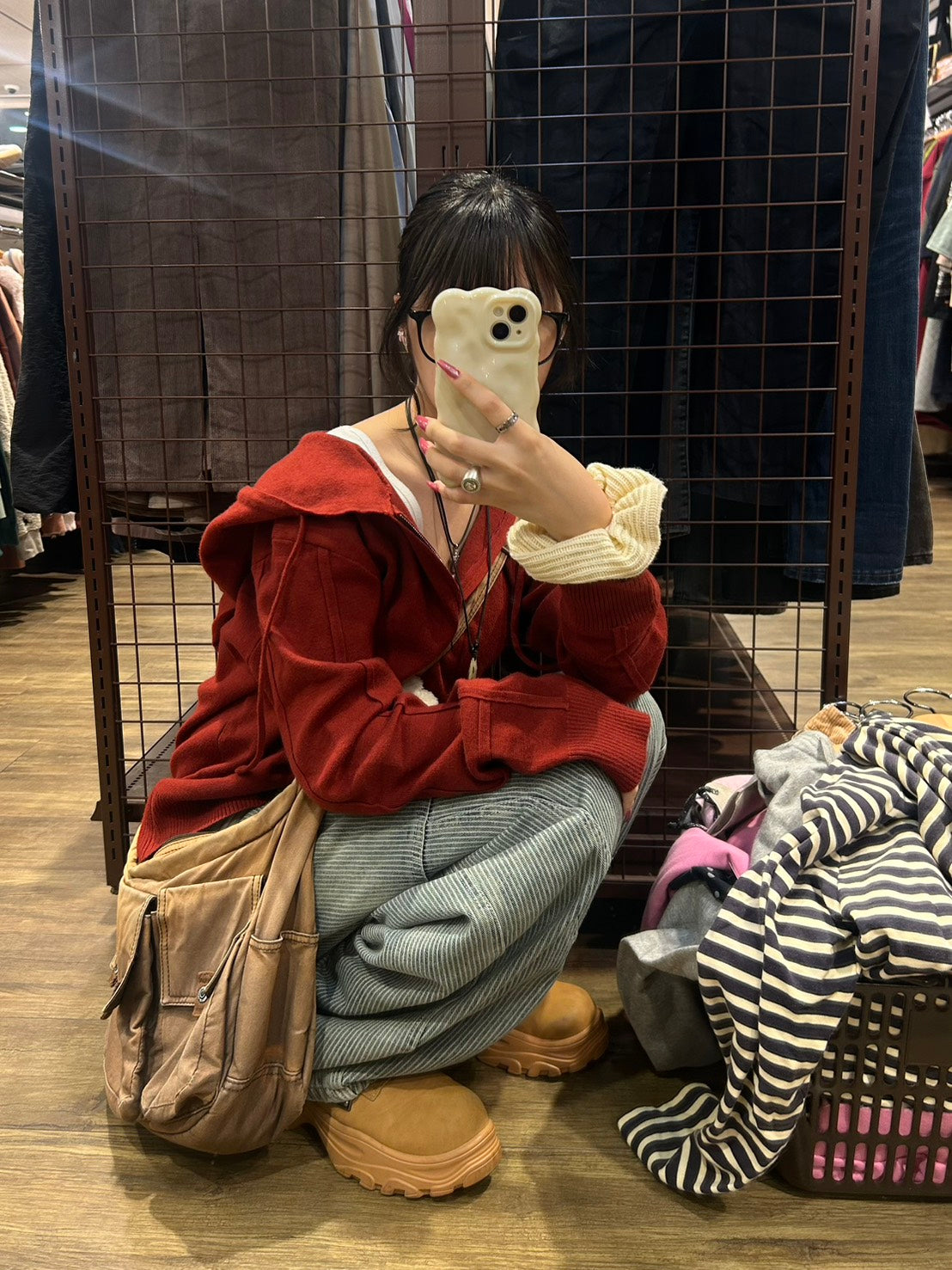 ハイウエストストライプワイドデニム MI-02