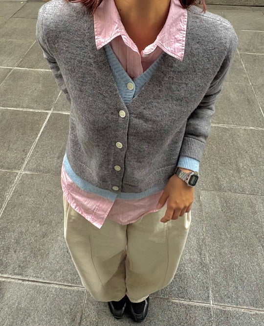 ショート丈レイヤードニッドカーディガン WG006