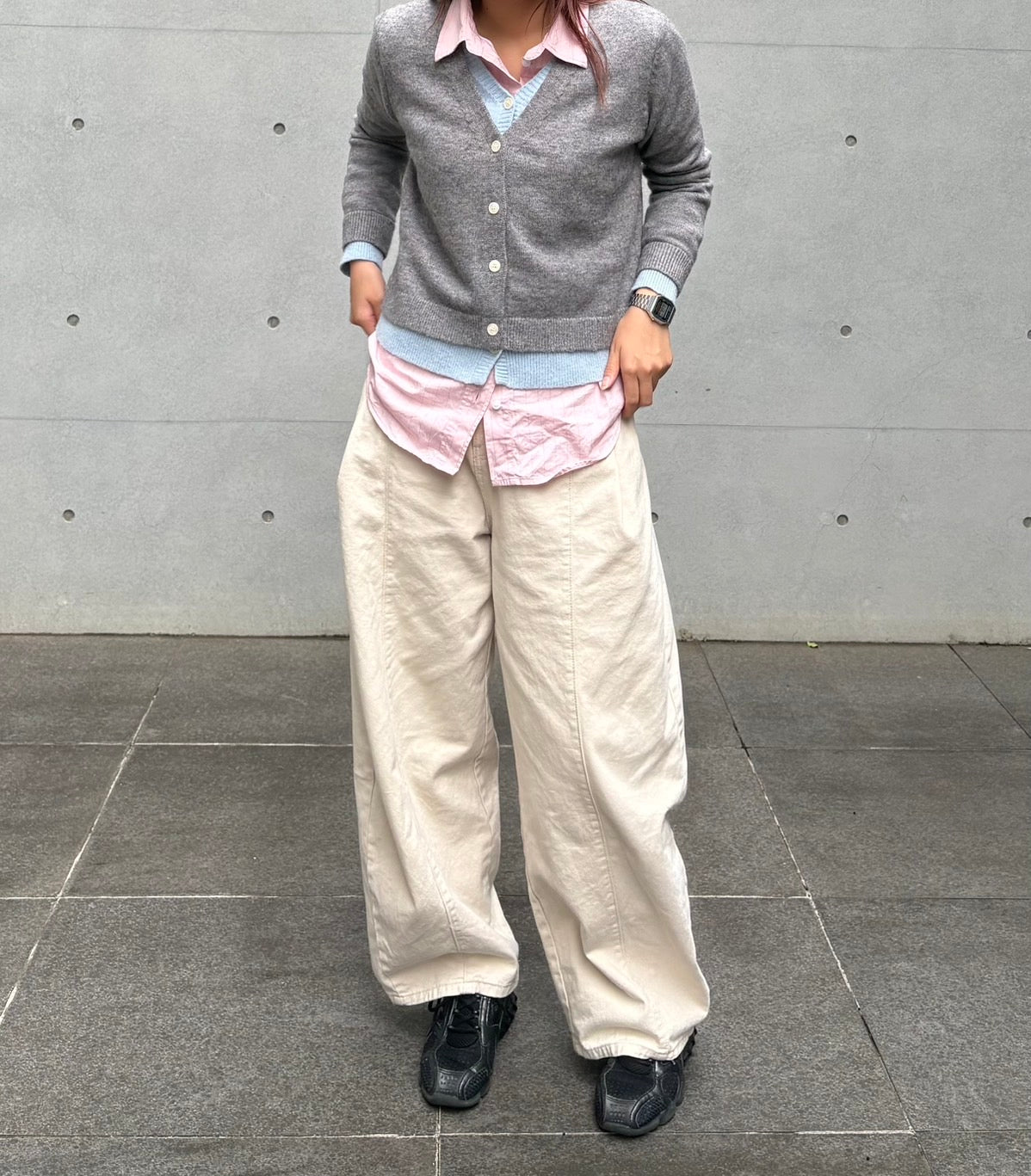 ショート丈レイヤードニッドカーディガン WG006