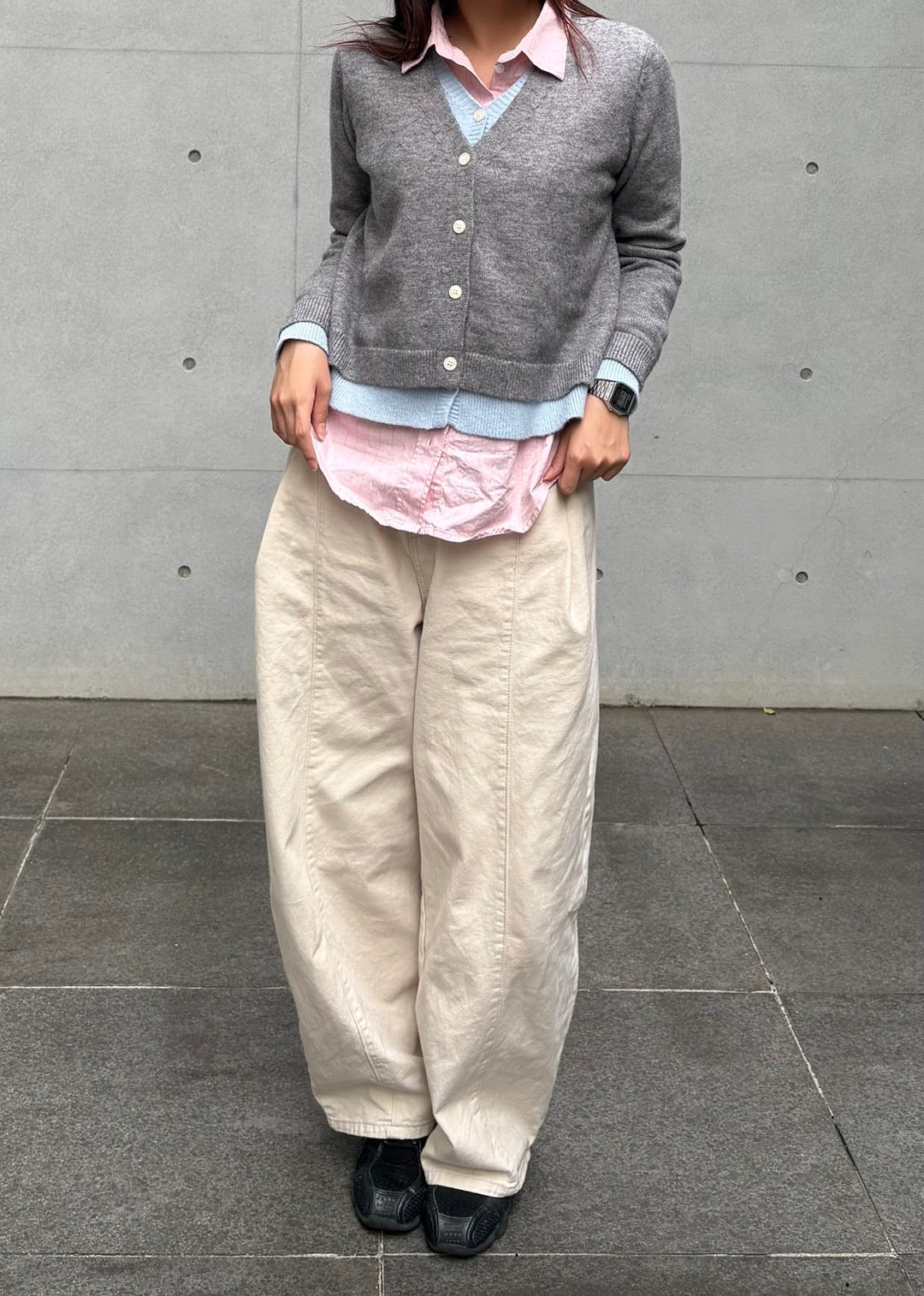 ショート丈レイヤードニッドカーディガン WG006