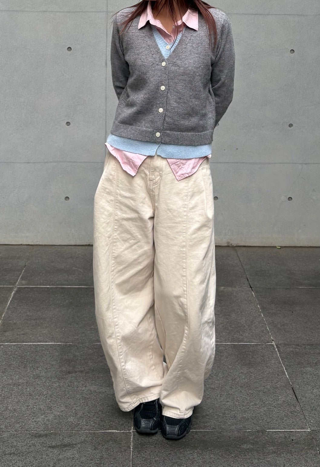 ショート丈レイヤードニッドカーディガン WG006