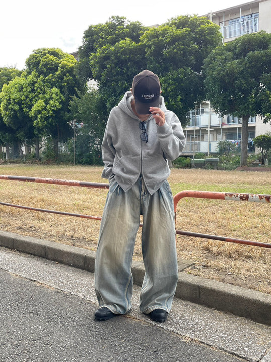 ボクシーフィット裏起毛ジップパーカ YMA-001