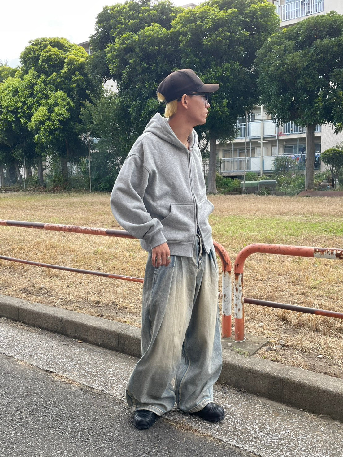 ボクシーフィット裏起毛ジップパーカ YMA-001