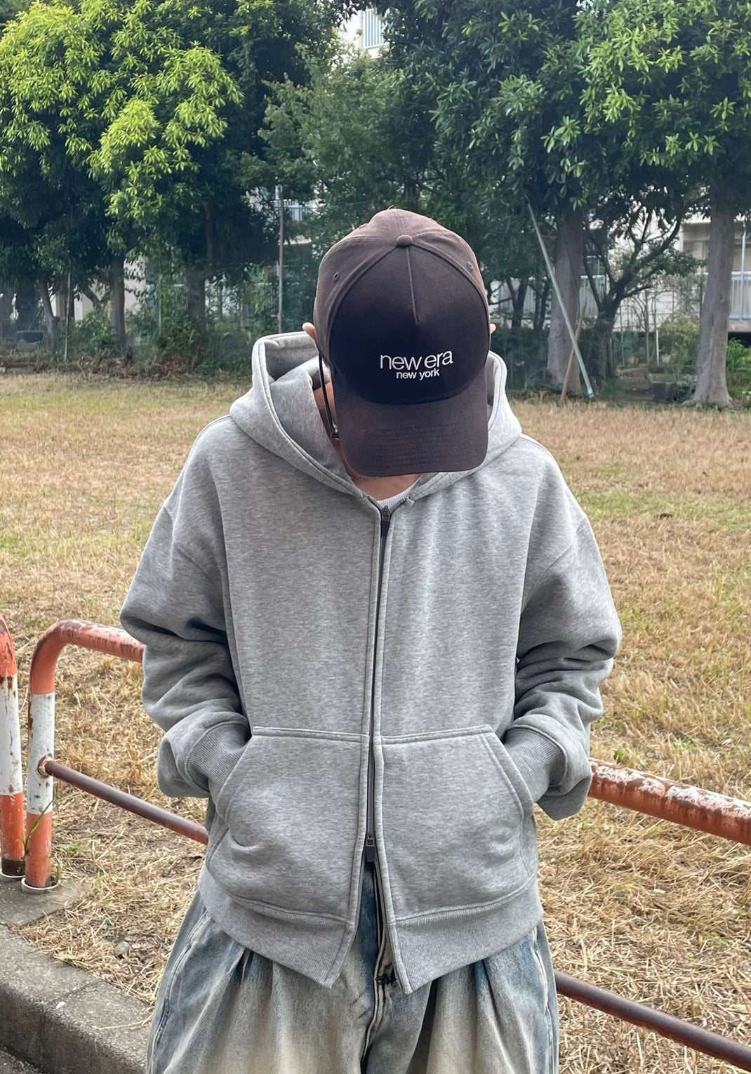 ボクシーフィット裏起毛ジップパーカ YMA-001