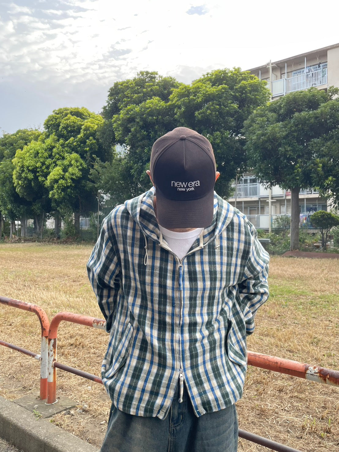 クロップド丈 ネルチェック フードジップブルゾン YMA-003