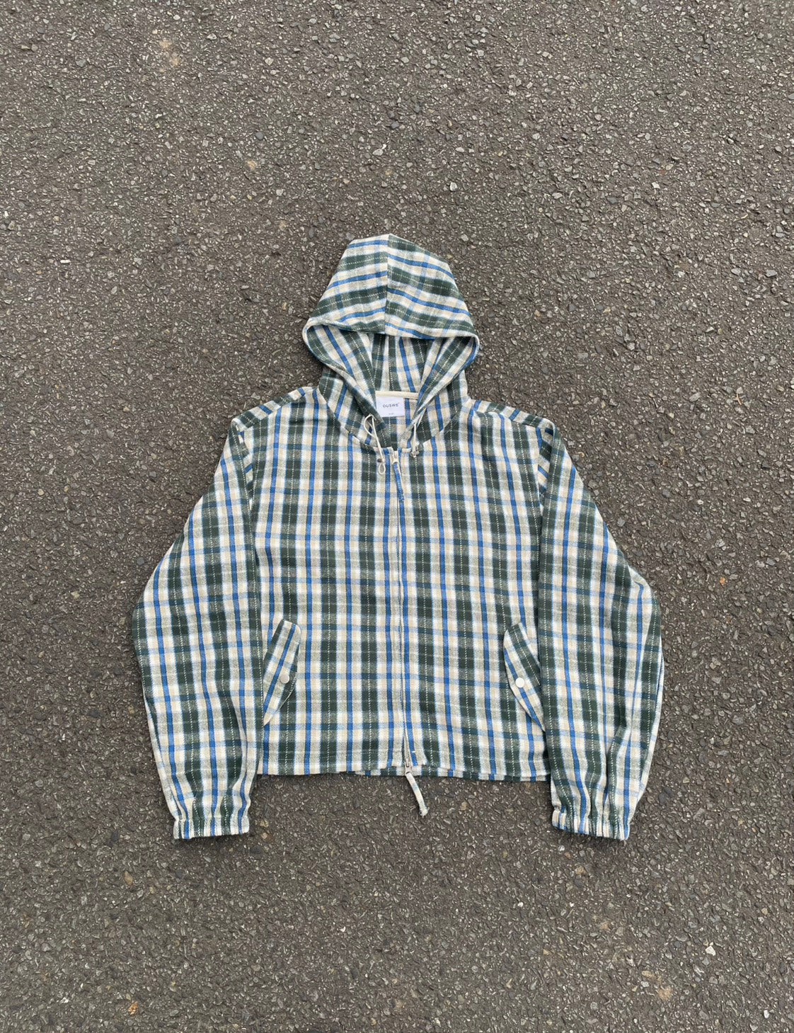 クロップド丈 ネルチェック フードジップブルゾン YMA-003