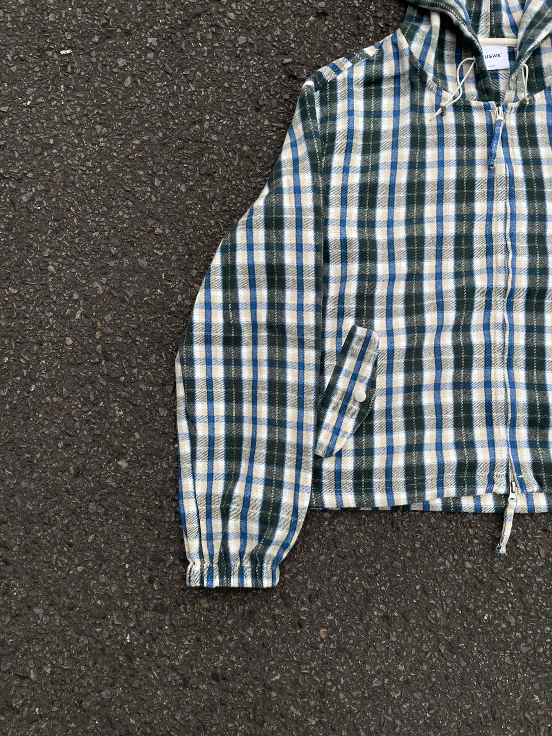 クロップド丈 ネルチェック フードジップブルゾン YMA-003