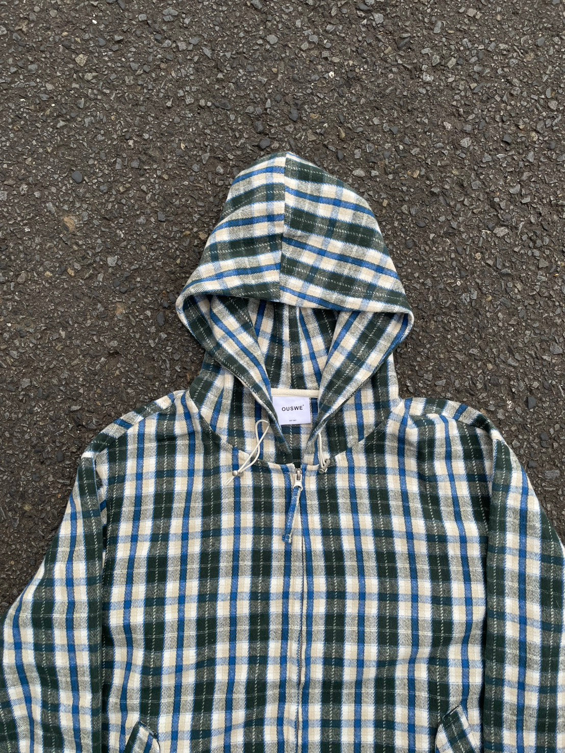 クロップド丈 ネルチェック フードジップブルゾン YMA-003