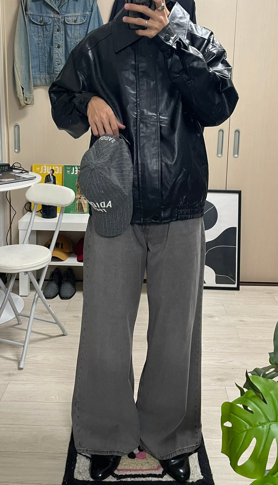 ヴィンテージPUレザーオープンジャケット YMA-002