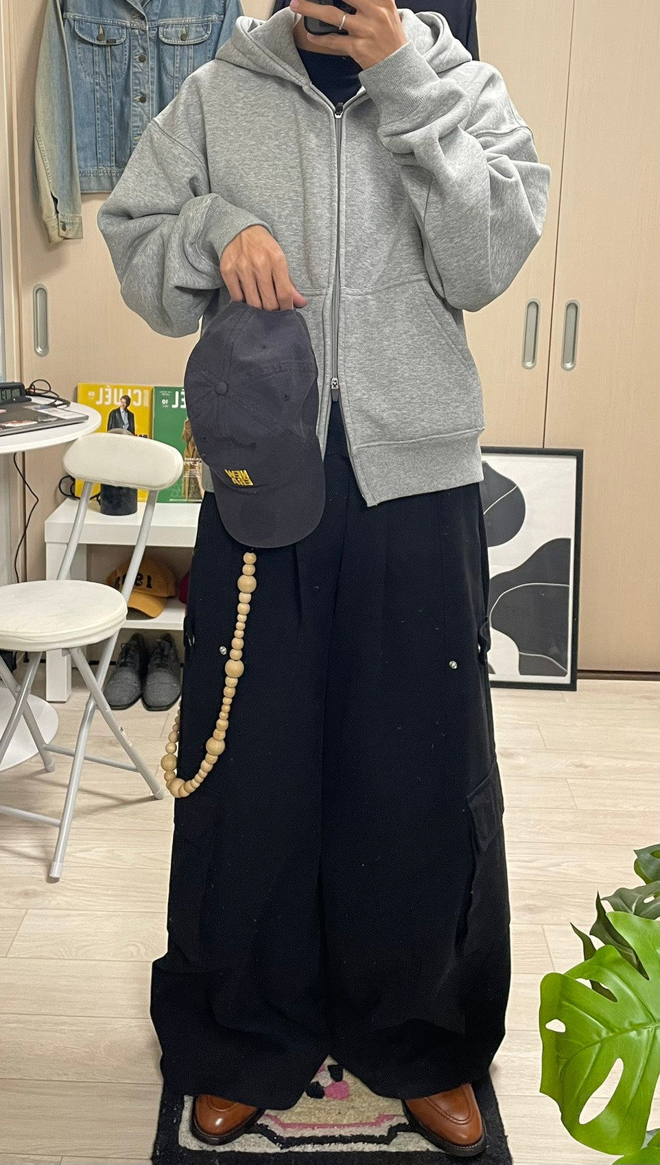 ボクシーフィット裏起毛ジップパーカ YMA-001