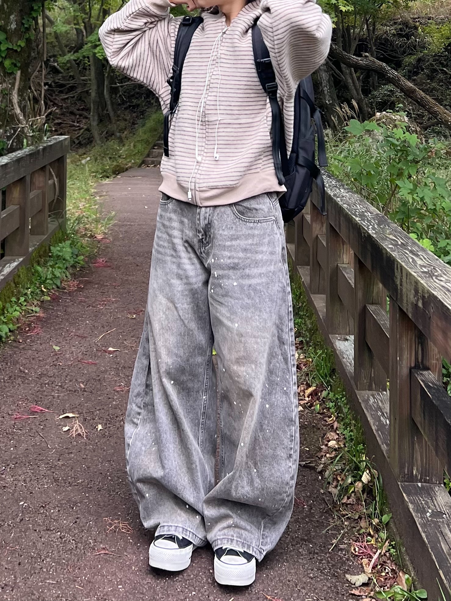 ベロア風ストライプ・ボックスフーディー IP-003