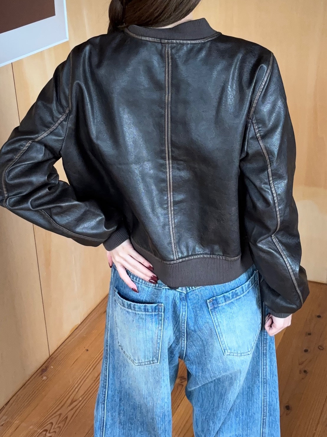 ヴィンテージブラウン ショートレザーブルゾン SCK-027