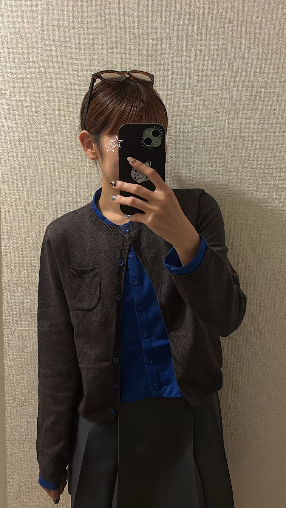 フェイクレイヤードクルーニットカーデ RIM-005