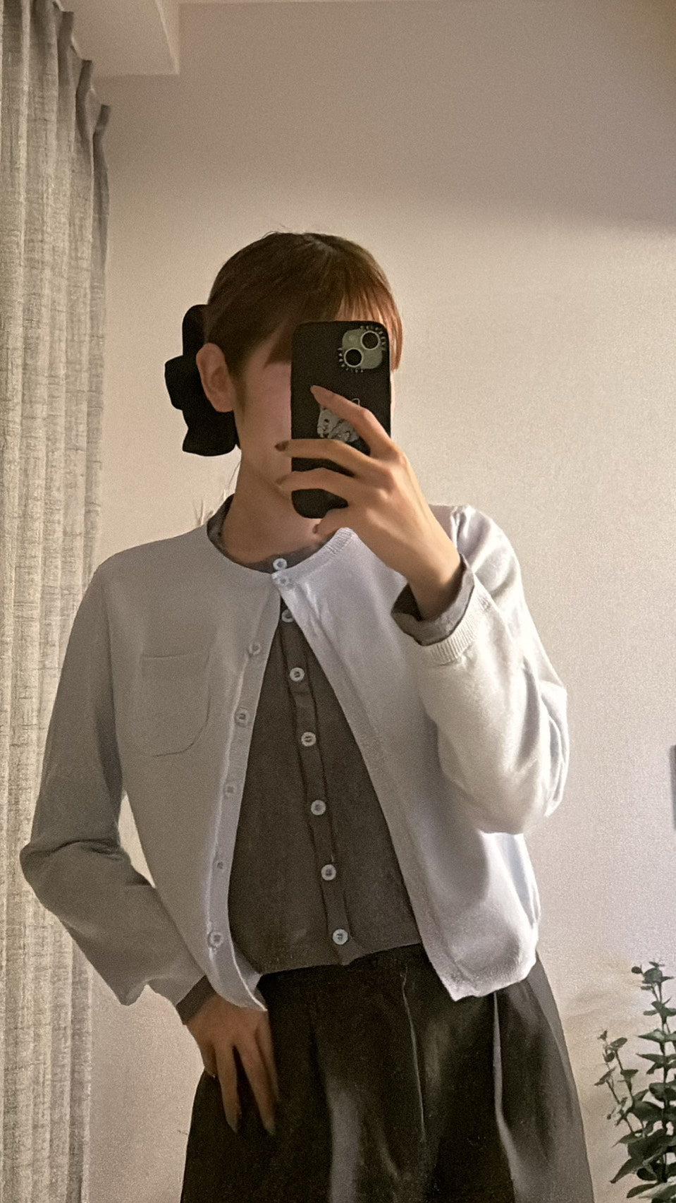 フェイクレイヤードクルーニットカーデ RIM-005