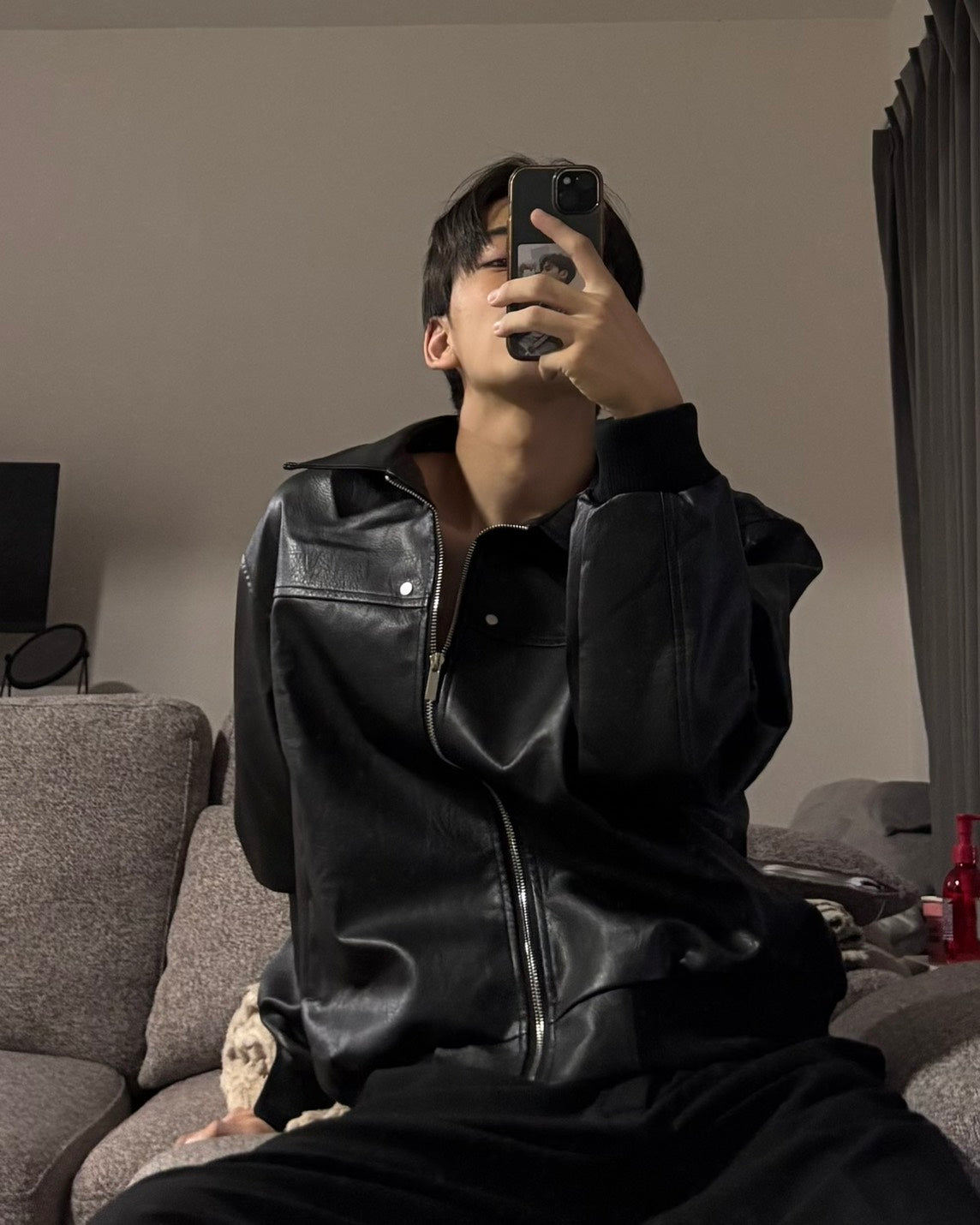 ヴィンテージフェイクレザーブルゾン HOR-001