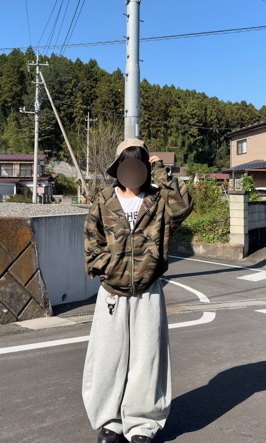 裏地フリースオーバーサイズ迷彩パーカー GY-002