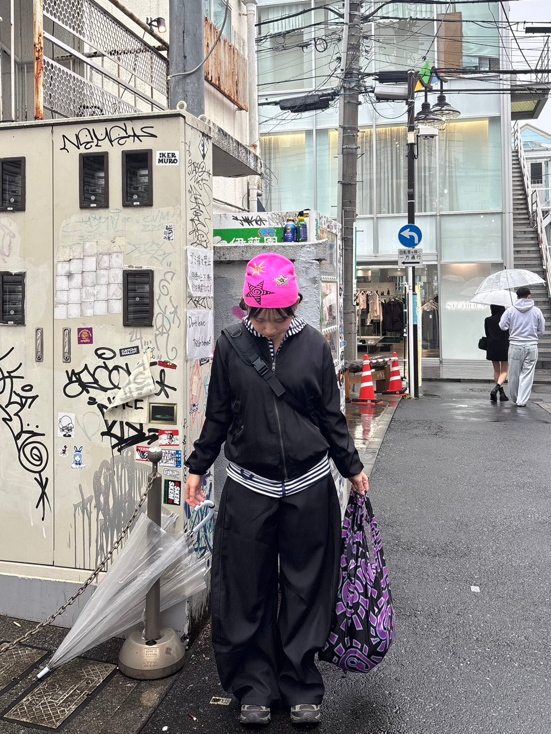 タックワイドハイウエストスラックスパンツ PC007