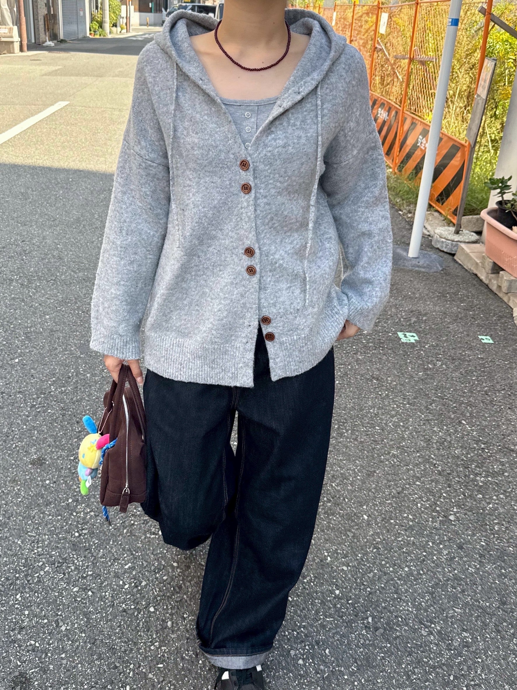 ソフトニットフードカーディガン TM-007