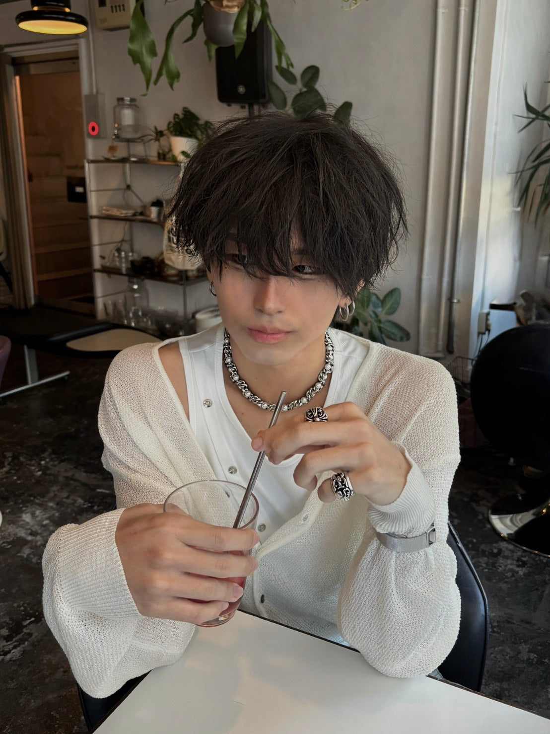 フラワーモチーフキューバンネックレス KES-004