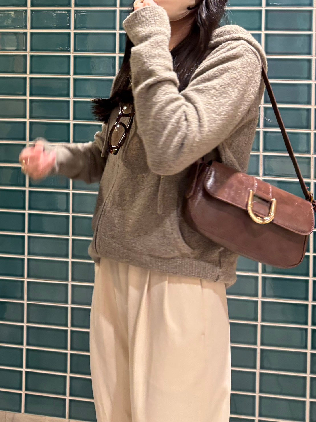 ウールタッチジップニットパーカー CLG004