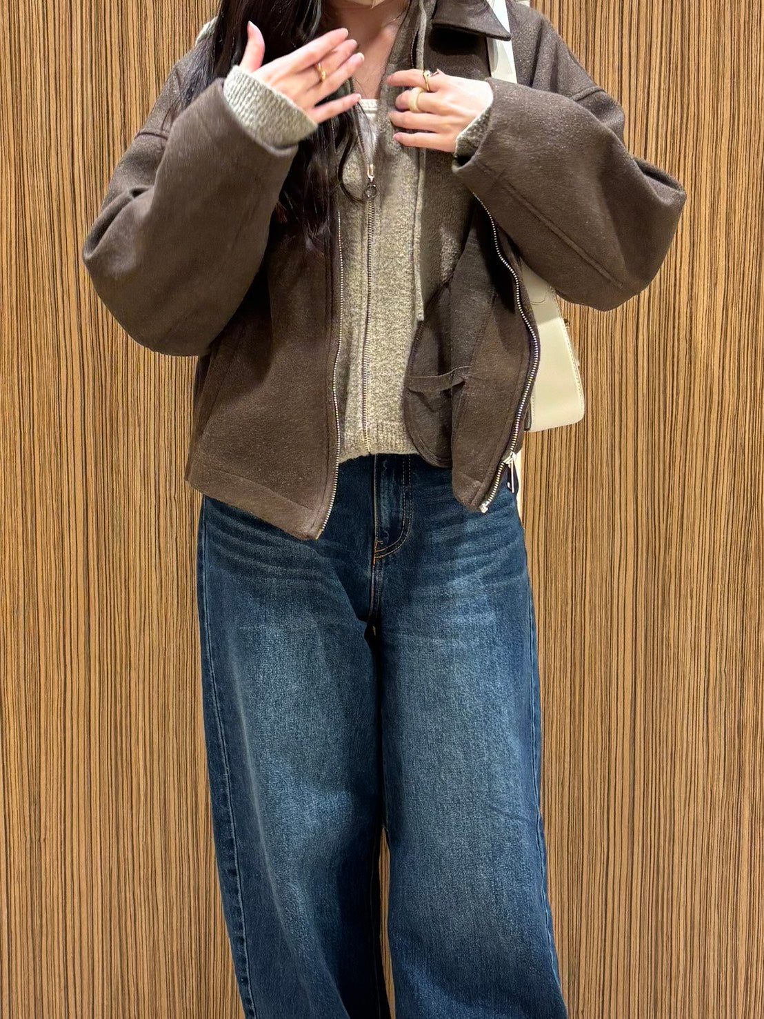 ウールタッチジップニットパーカー CLG004