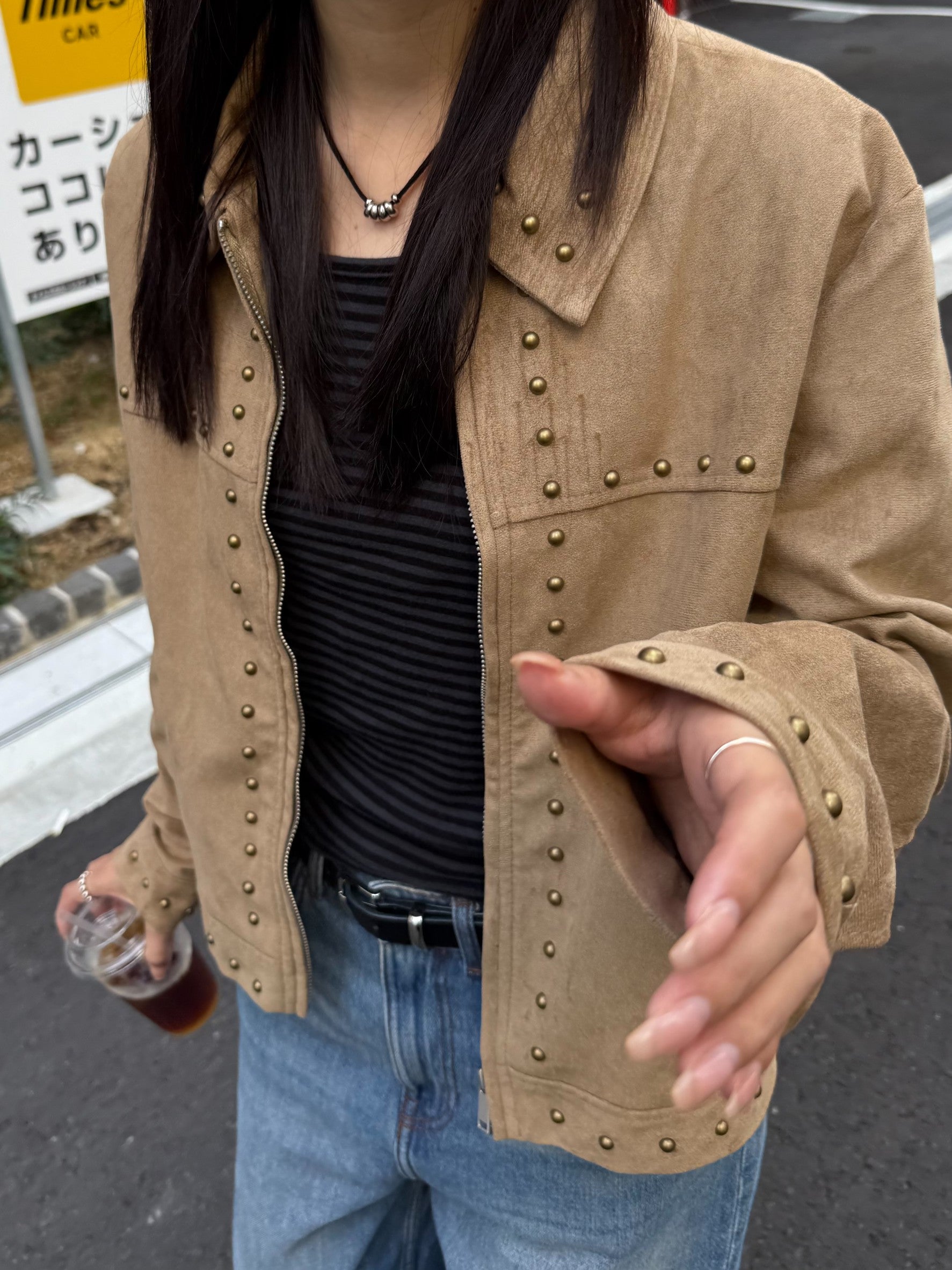 スエードスタッズショートジャケット/レトロ TM-009