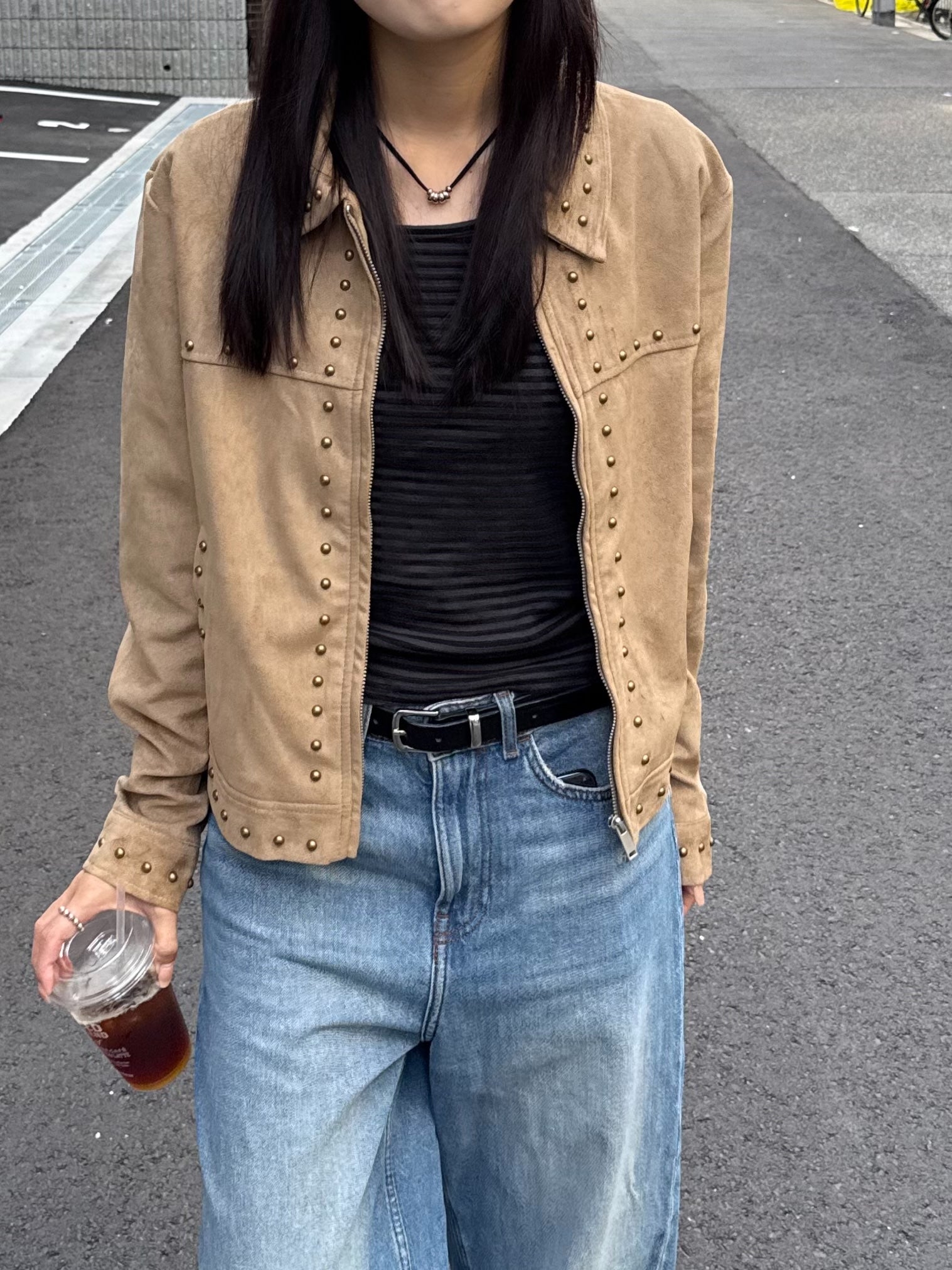 スエードスタッズショートジャケット/レトロ TM-009