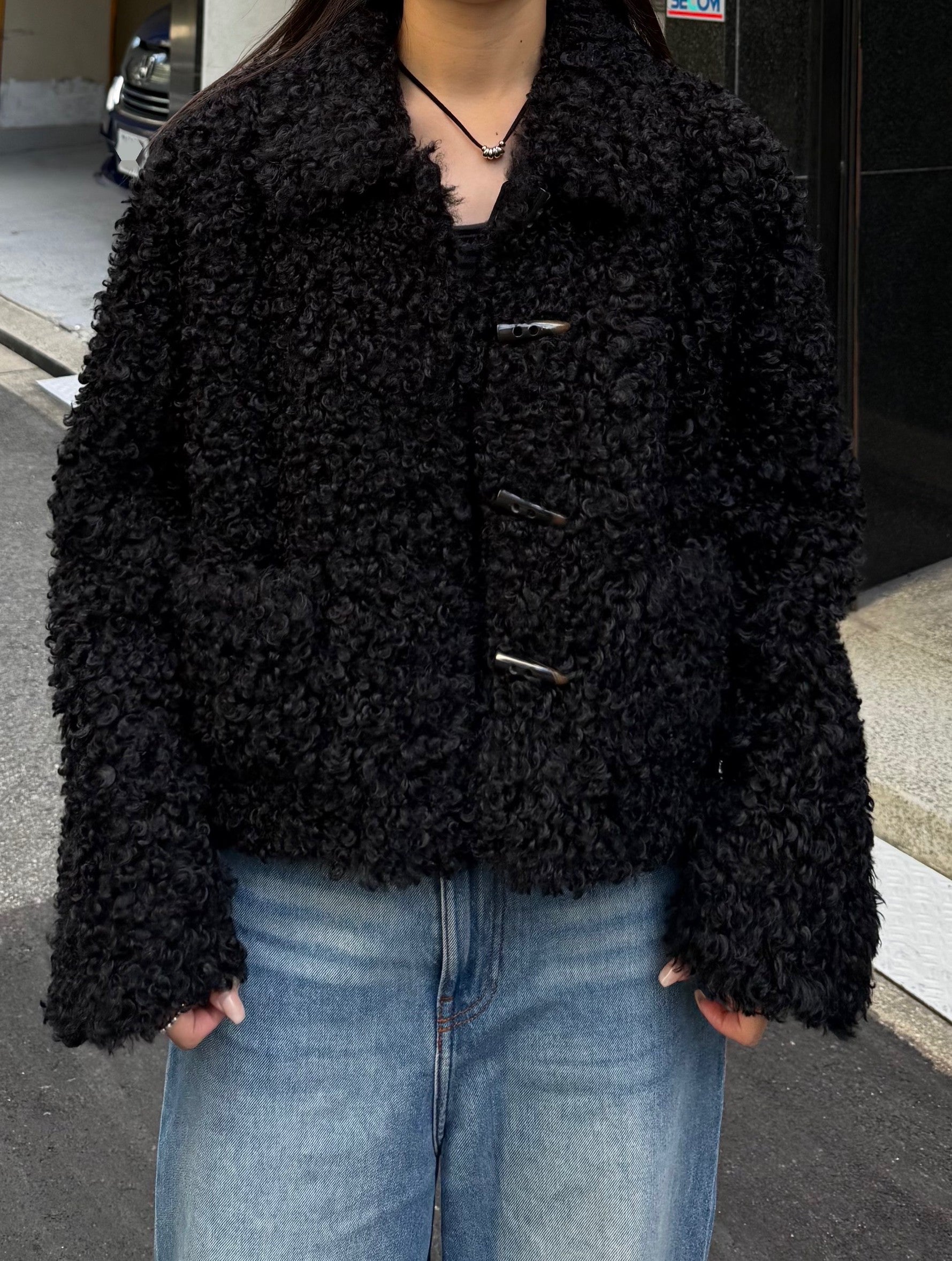 ボアトグルショートジャケット/モードブラック TM-011