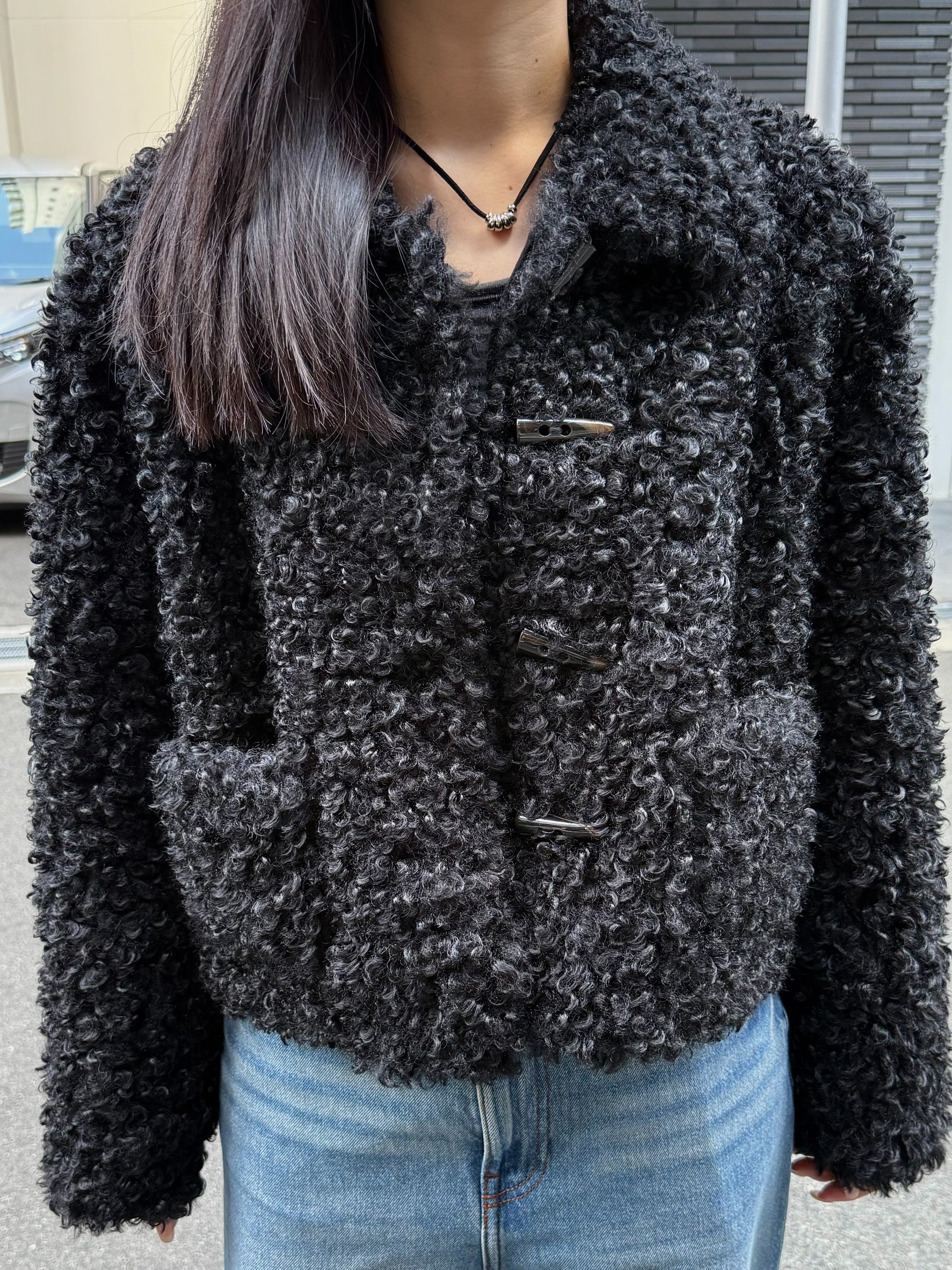 ボアトグルショートジャケット/モードブラック TM-011