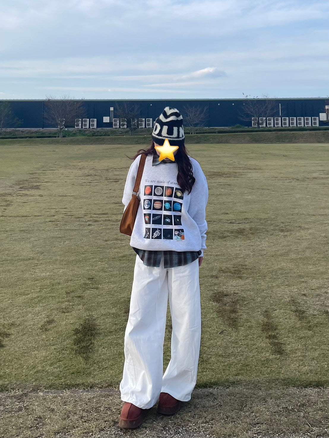 ブラウンブルーチェックネルシャツ/ルーズ BIBI-006