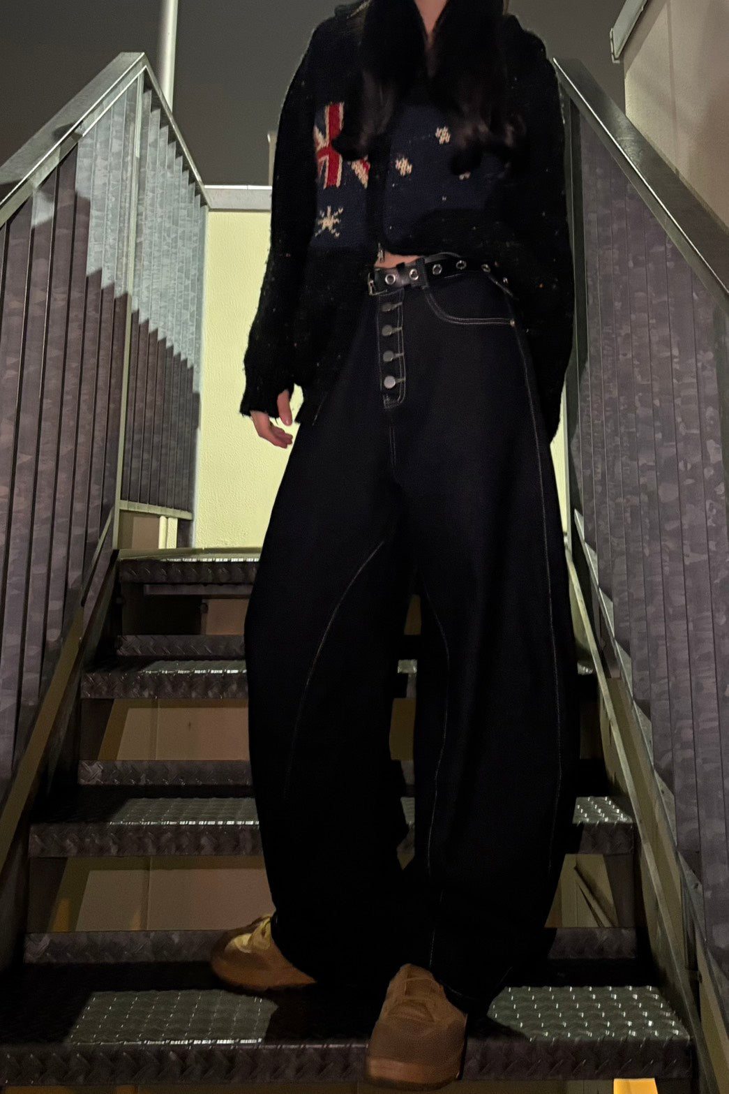 カーブステッチワイドデニム LO-001