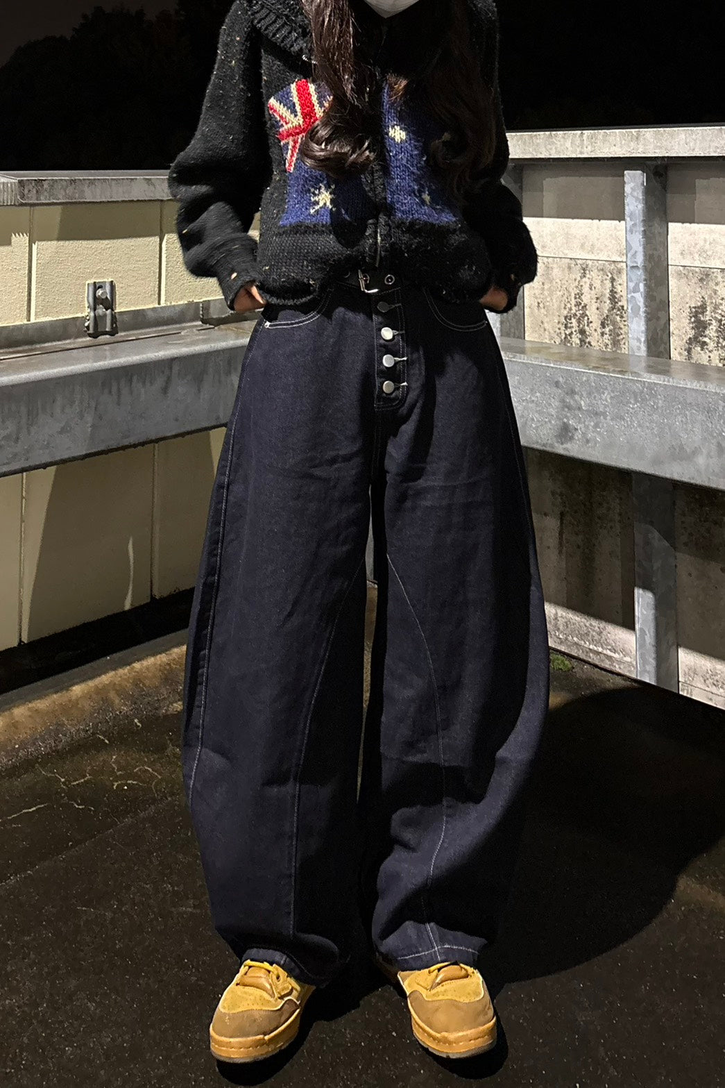 カーブステッチワイドデニム LO-001