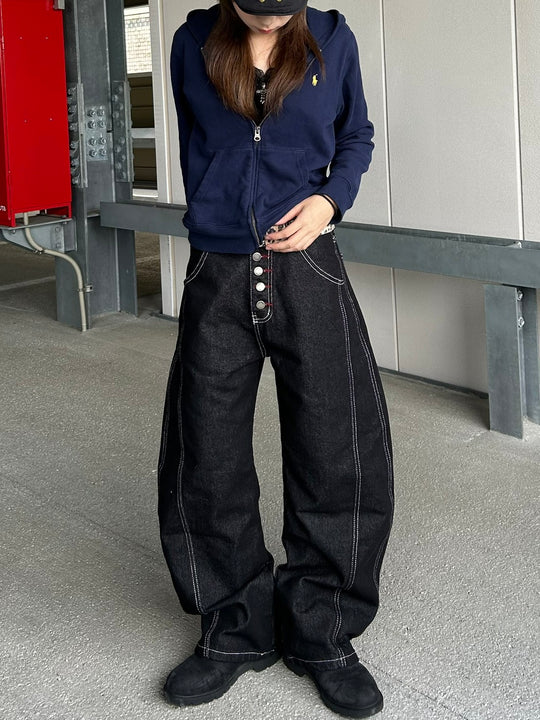 ステッチラインボタンフライカーブデニム LLS-018