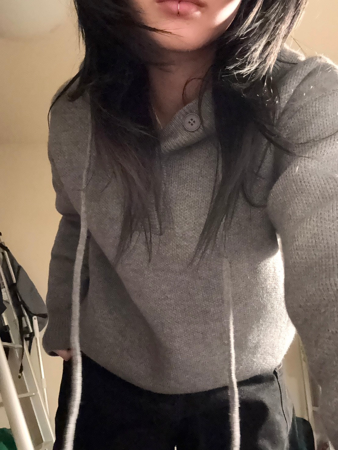 ヘビーゲージフーディボタンニットプルオーバー LXY-004