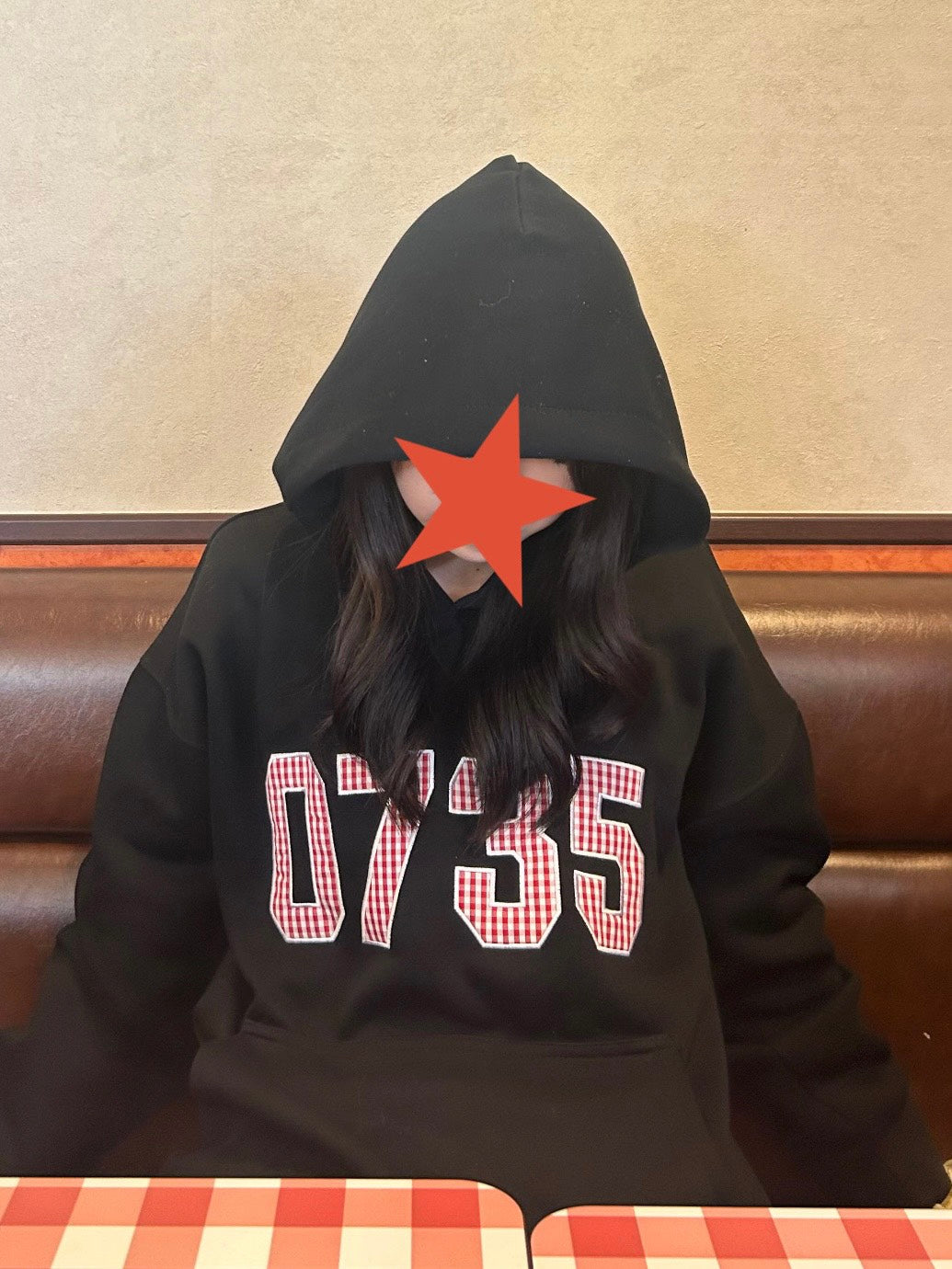 グレンチェックナンバーロゴ刺繍 パーカーMI-16