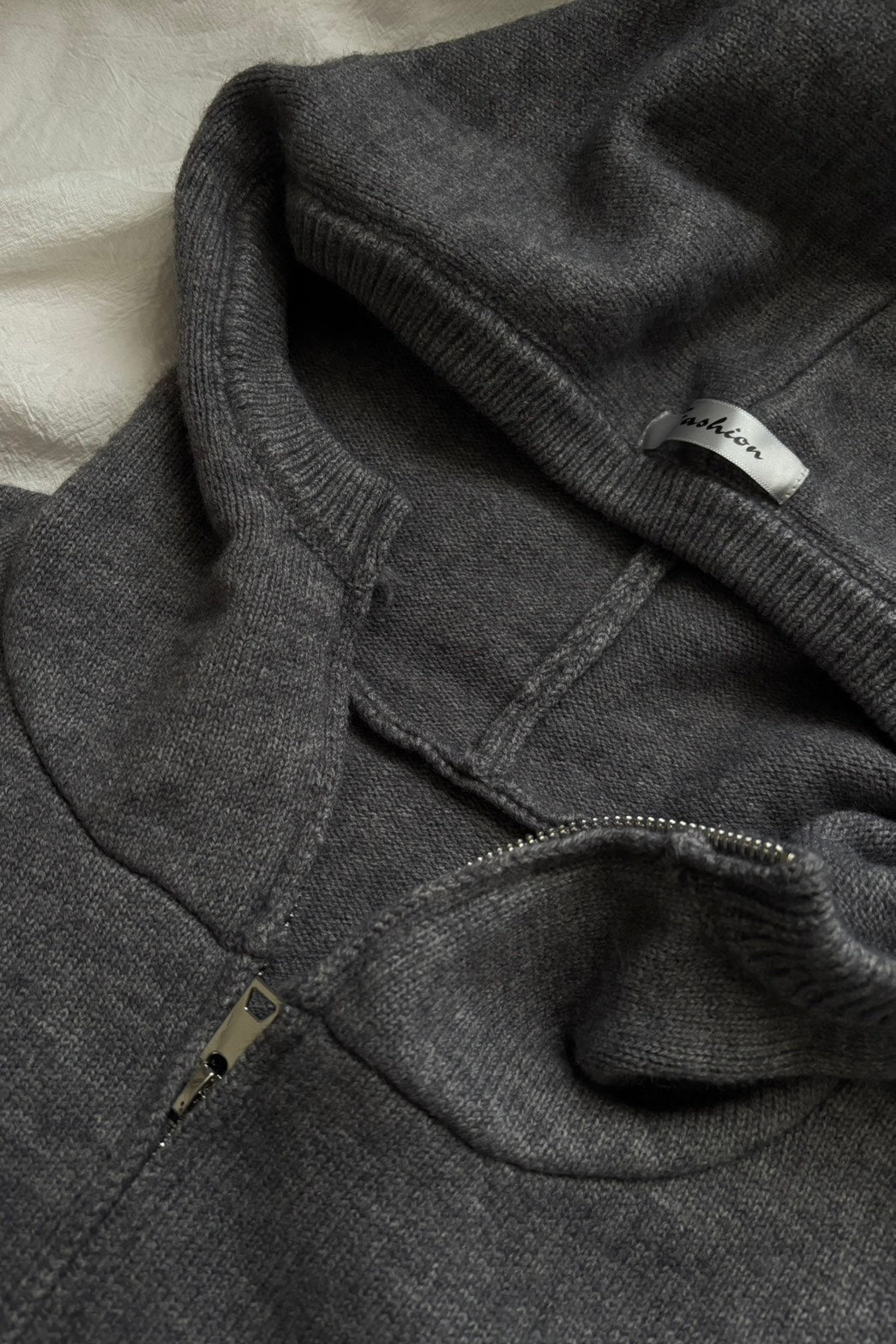 メランジニットジップフーディリラックストップ UI-004