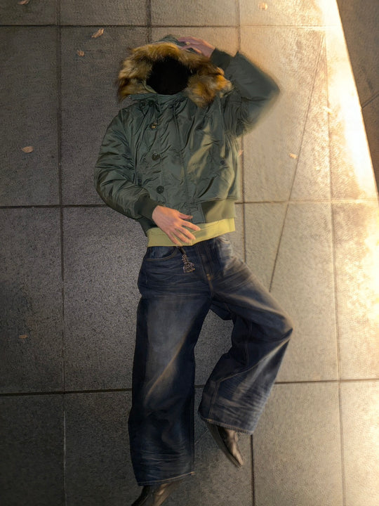 ファーフード付きN-2Bミリタリーショートブルゾン XF-003