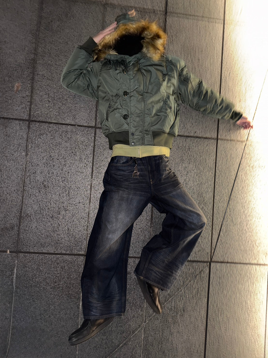 ファーフード付きN-2Bミリタリーショートブルゾン XF-003