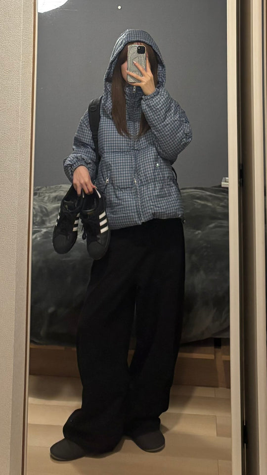 ギンガムチェック中綿ショートパフジャケット SCK-035