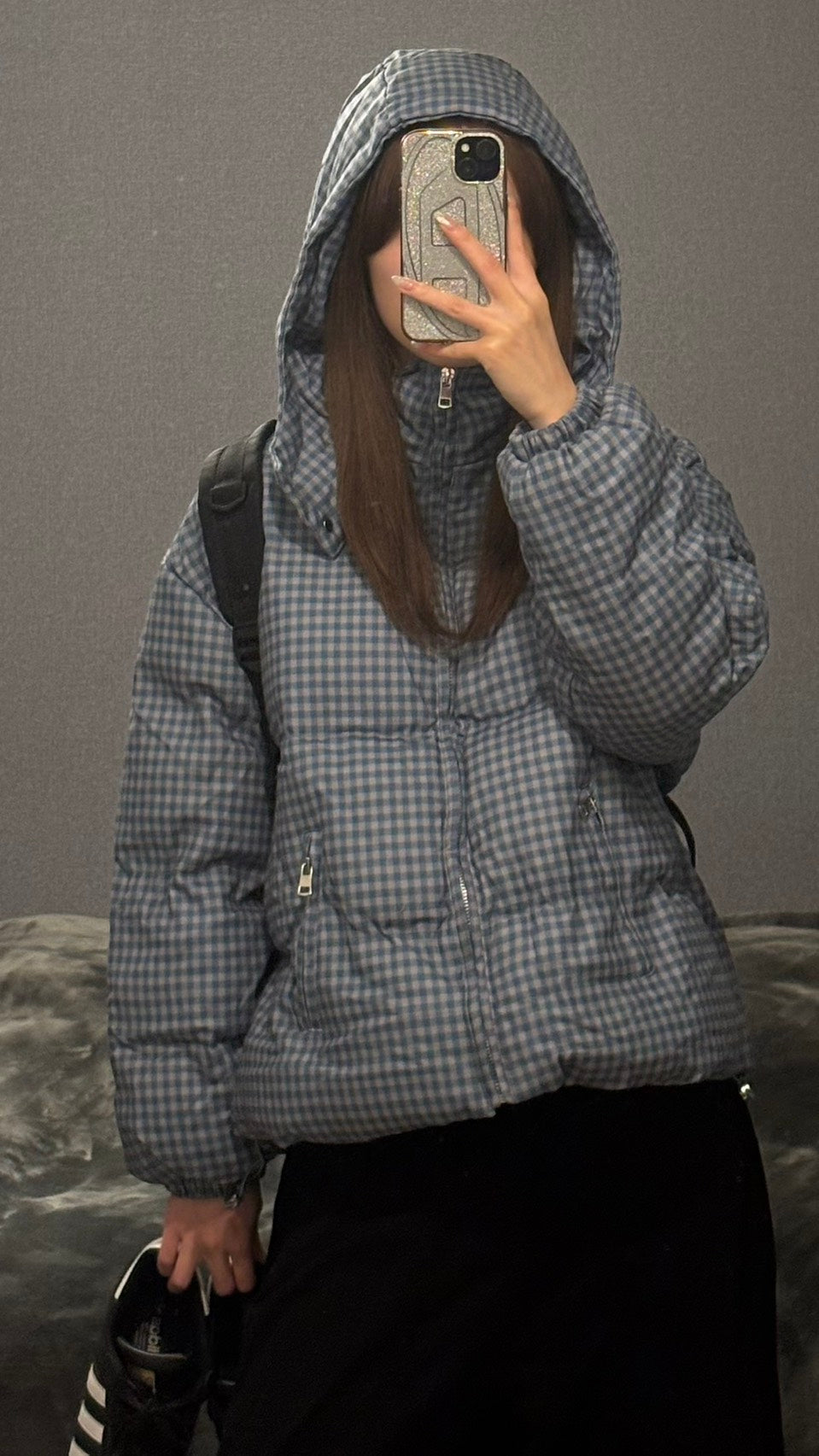 ギンガムチェック中綿ショートパフジャケット SCK-035