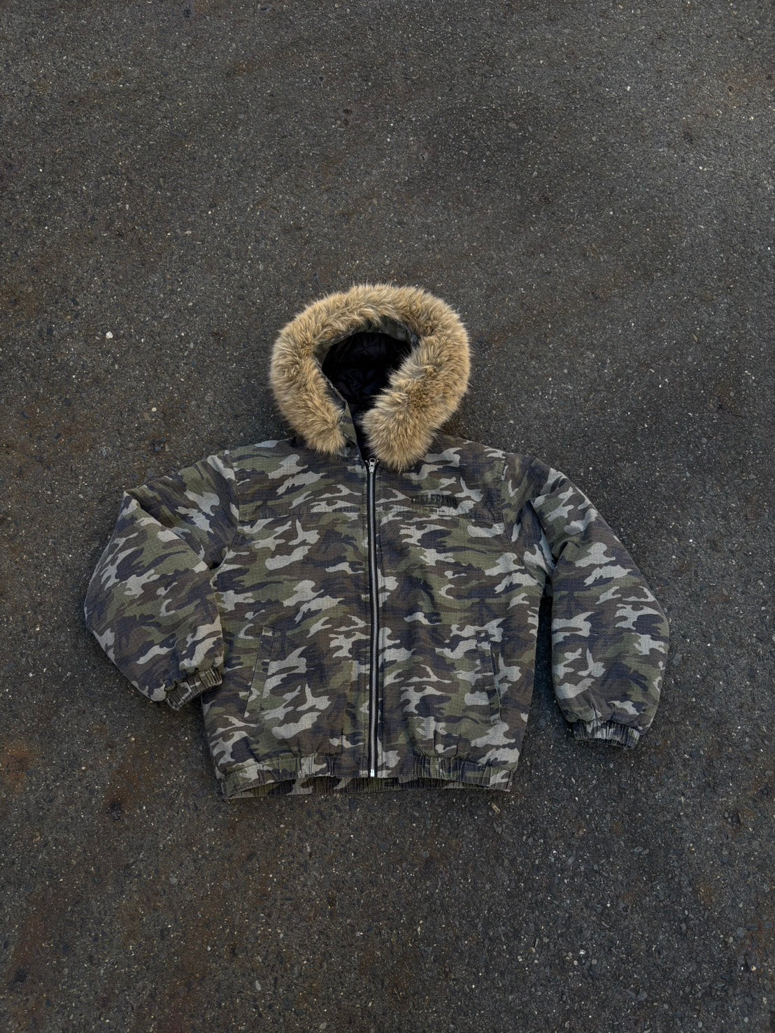 迷彩ファーフード重厚中綿ミリタリーブルゾン HR-017