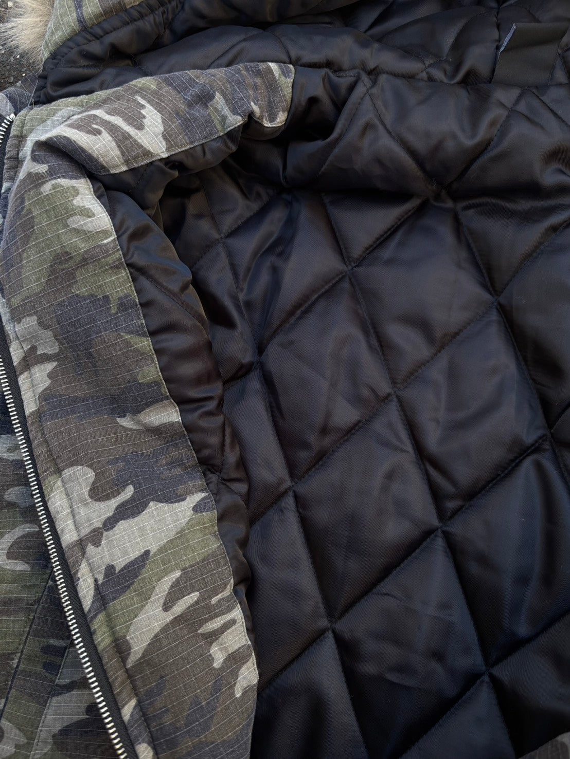 迷彩ファーフード重厚中綿ミリタリーブルゾン HR-017