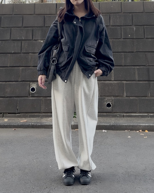 ヴィンテージウォッシュ フーデッドデニムブルゾン NNK-001