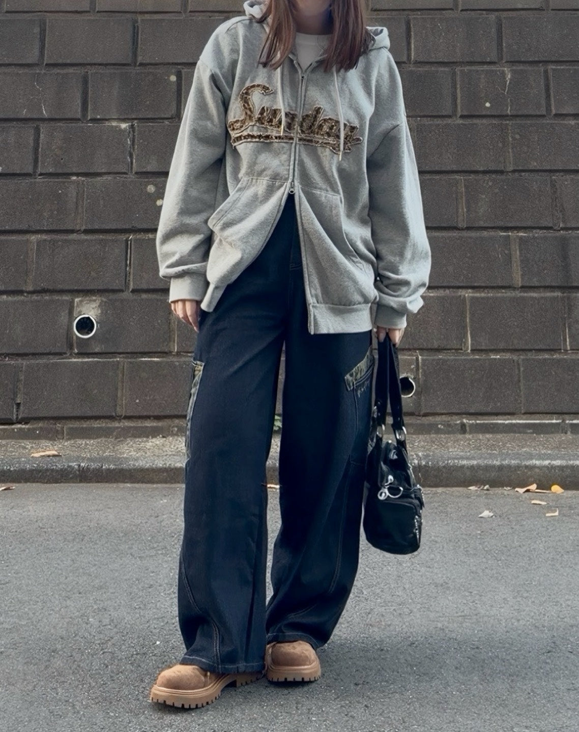 レオパードトリム ワイドデニムカーゴ NNK-002